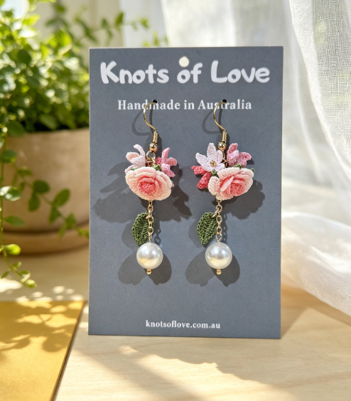 ROSE GARDEN DANGLE EARRINGS - PINK