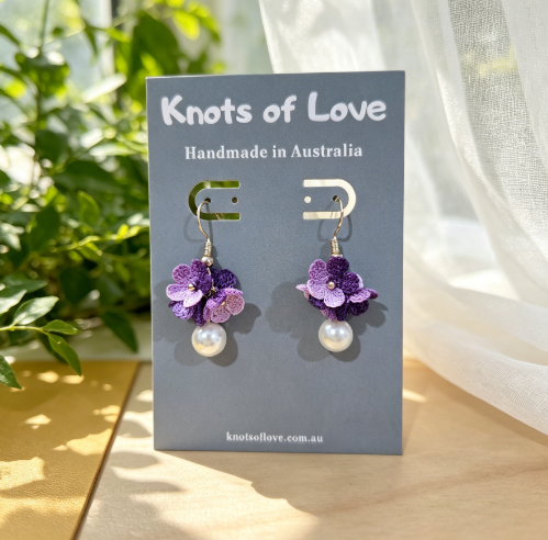 DEWDROP DANGLE EARRINGS - PURPLE