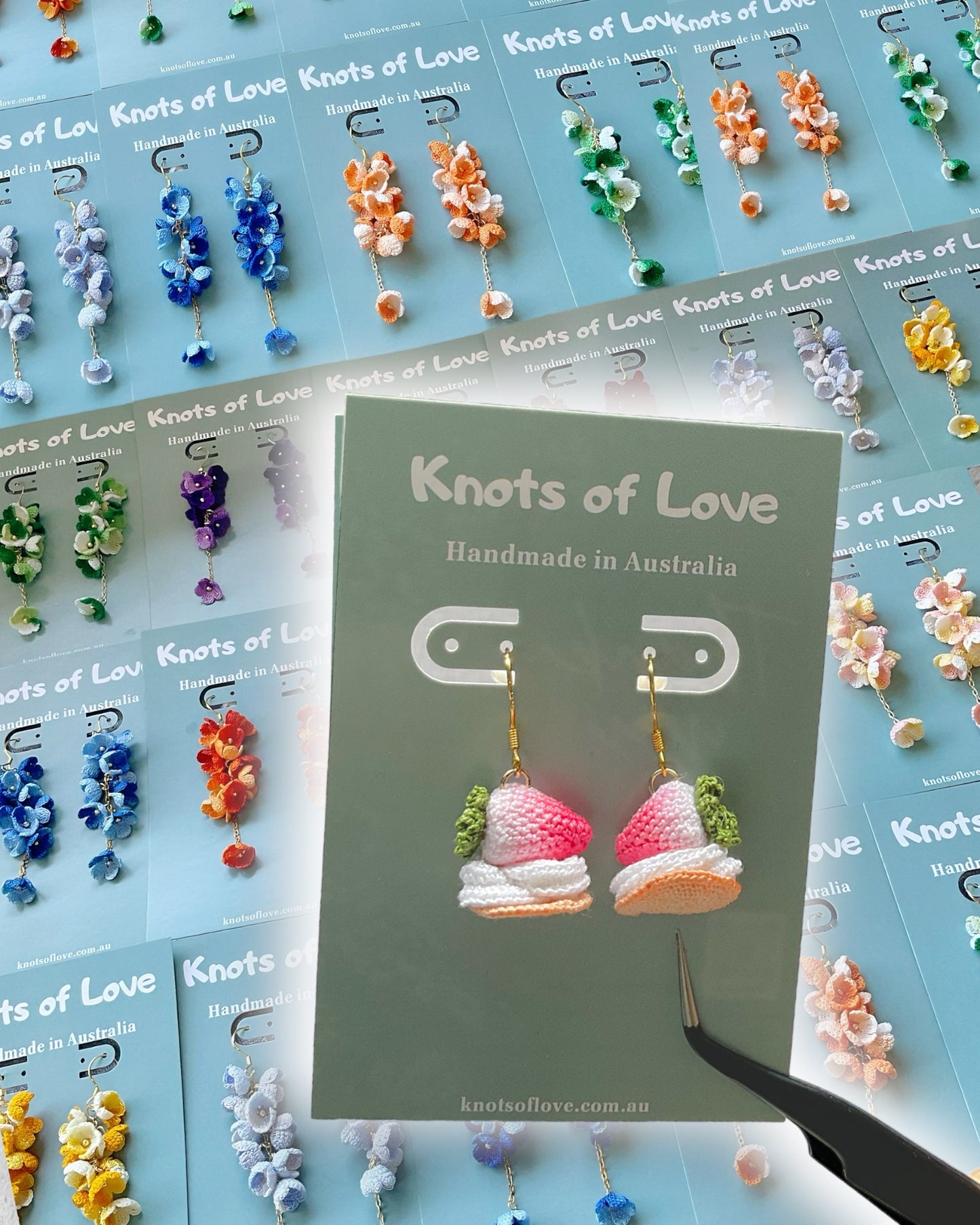 STRAWBERRY CREAM DANGLE EARRINGS