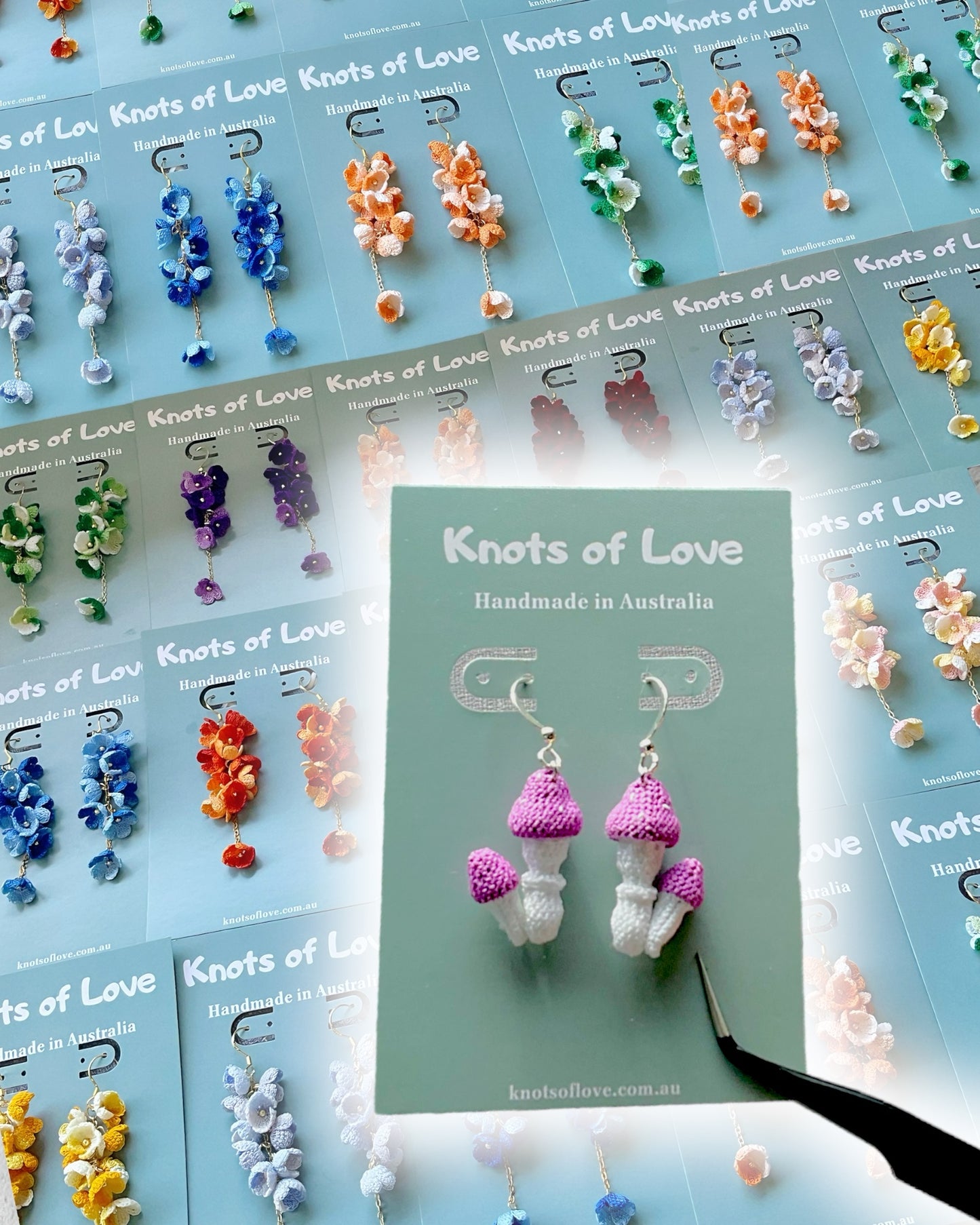 MUSHROOM DANGLE EARRINGS - PURPLE