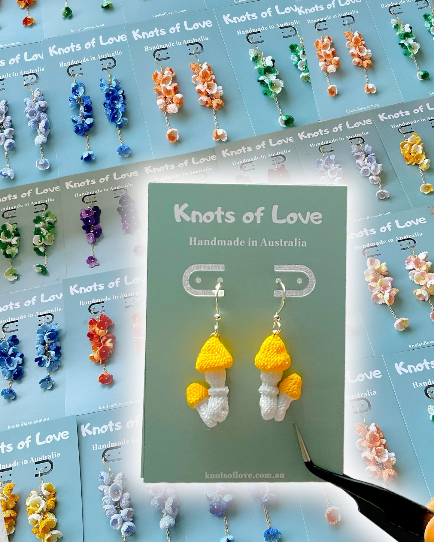 MUSHROOM DANGLE EARRINGS - YELLOW