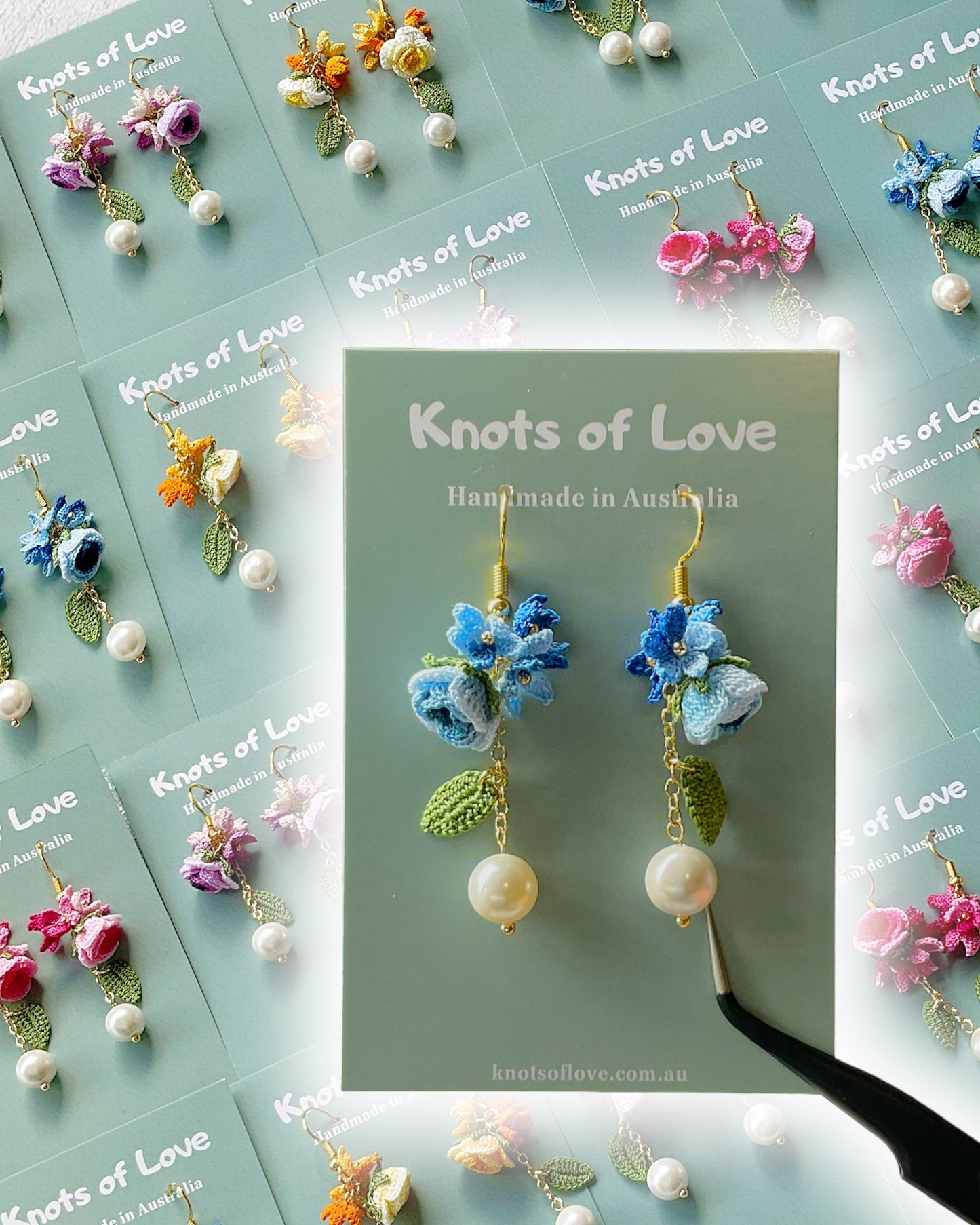 ROSE GARDEN DANGLE EARRINGS - BLUE