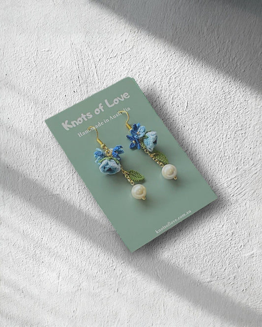 ROSE GARDEN DANGLE EARRINGS - BLUE