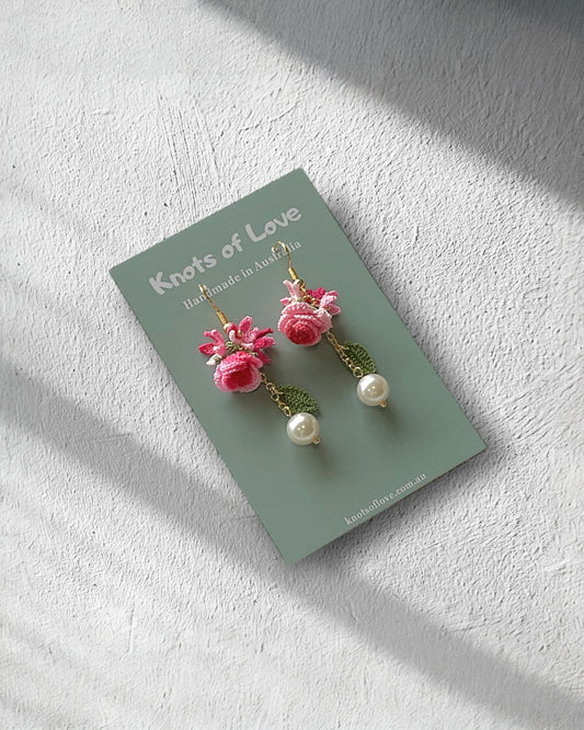 ROSE GARDEN DANGLE EARRINGS - PINK