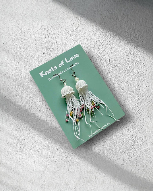JELLYFISH DANGLE EARRINGS - WHITE