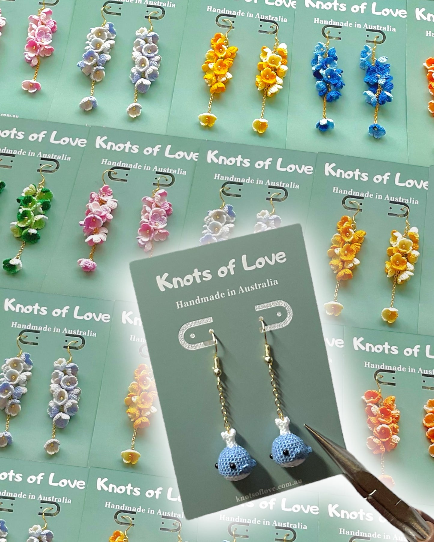 BLUE WHEALE DANGLE EARRINGS - LONG