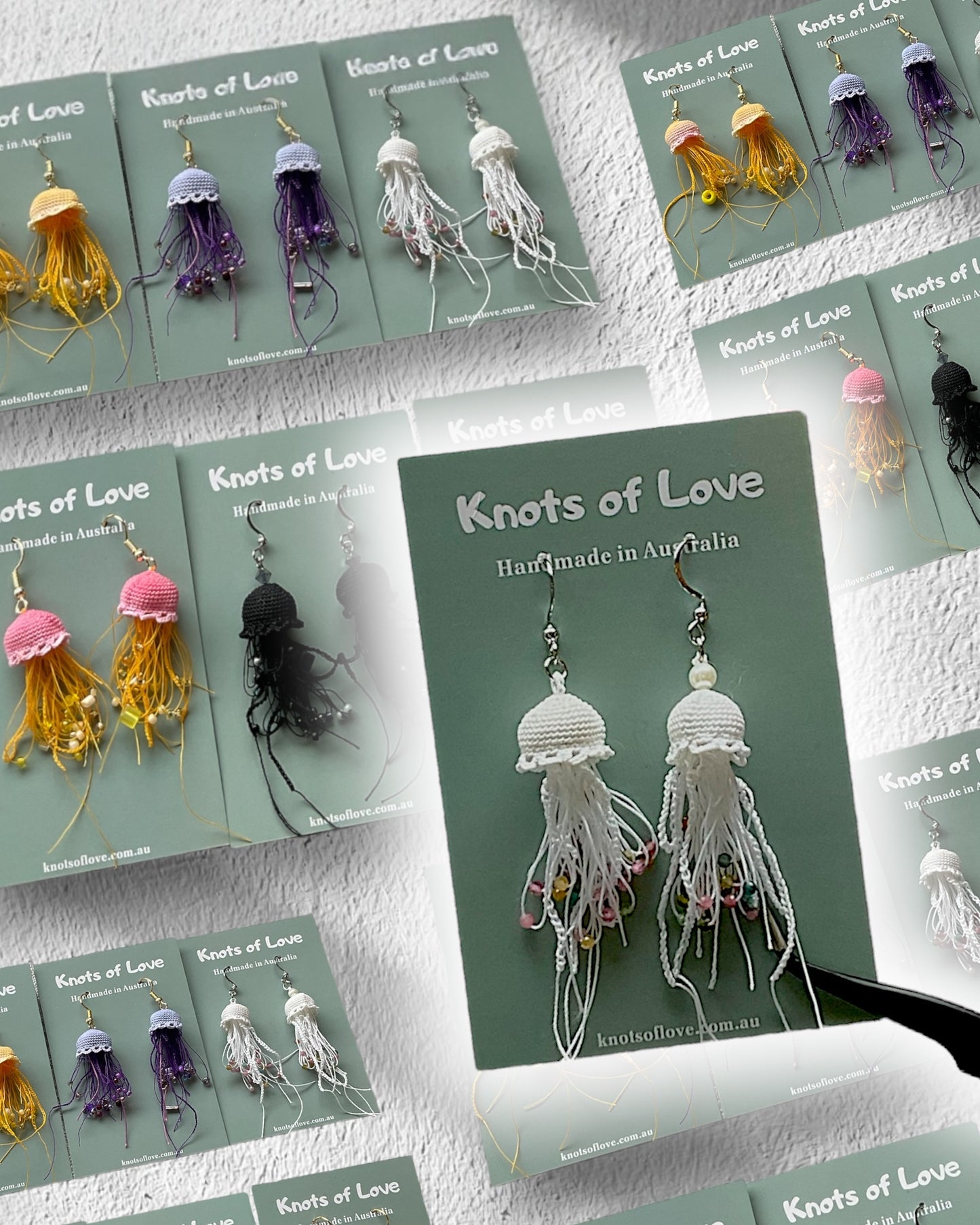 JELLYFISH DANGLE EARRINGS - WHITE