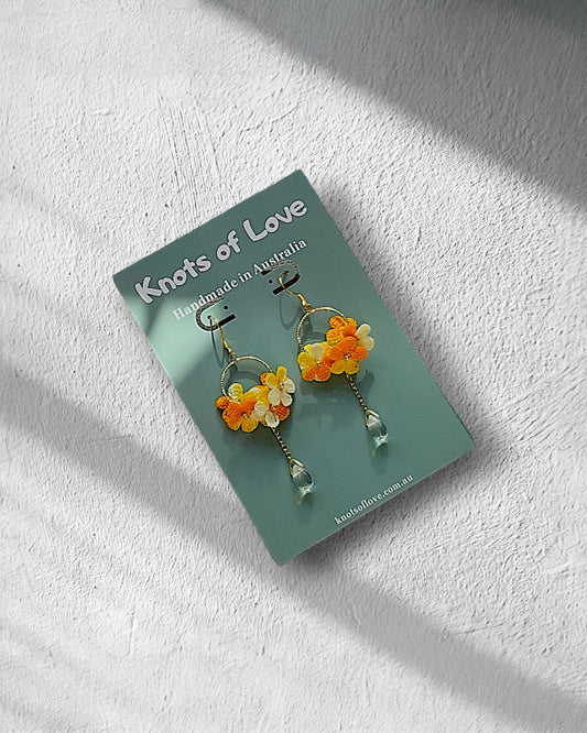FLORAL DANGLE EARRINGS - YELLOW