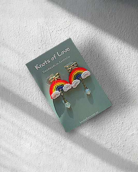 RAINBOW STUD EARRINGS - WHITE STAR