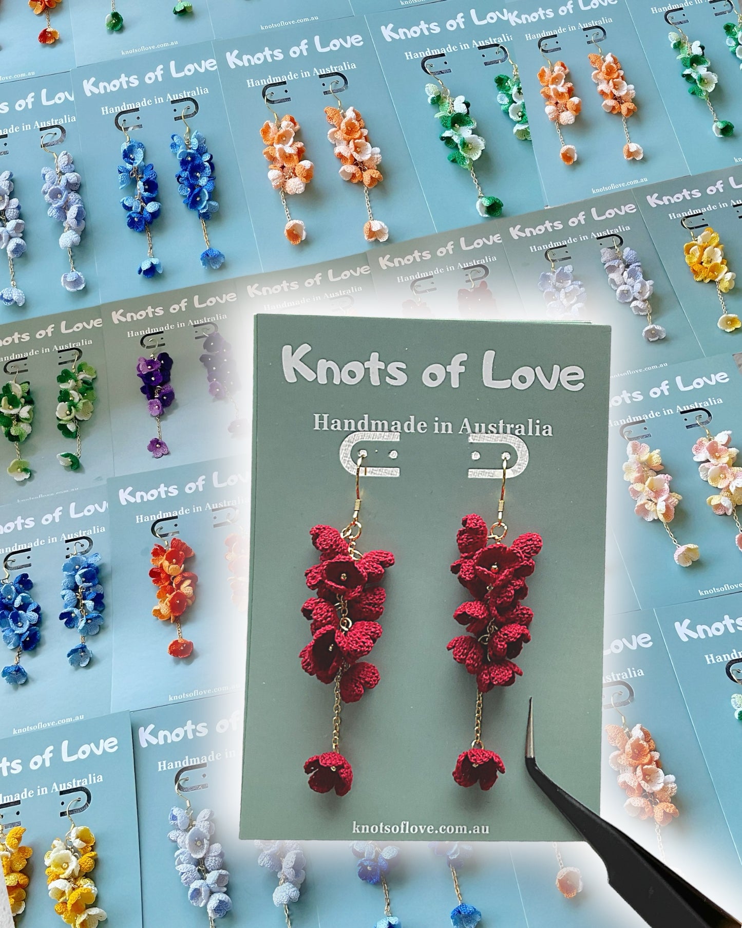 CORA DANGLE EARRINGS - VELVET RED