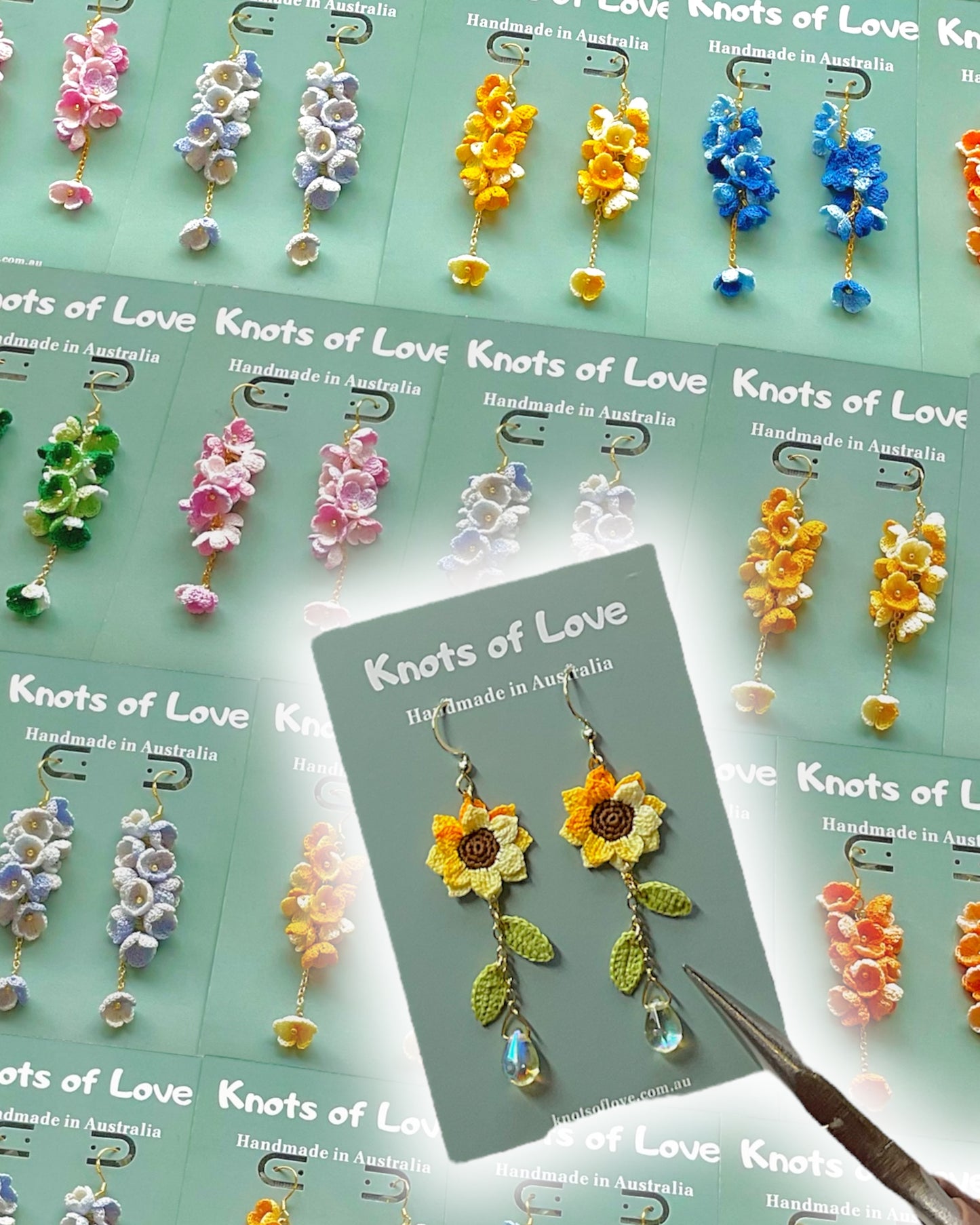 SUNFLOWER DANGLE EARRINGS (M) - PEARL