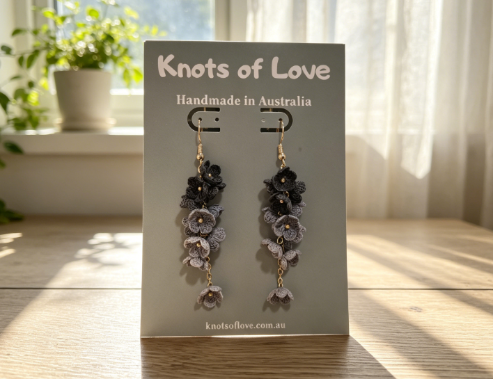 CORA DANGLE EARRINGS - SMOKY GREY