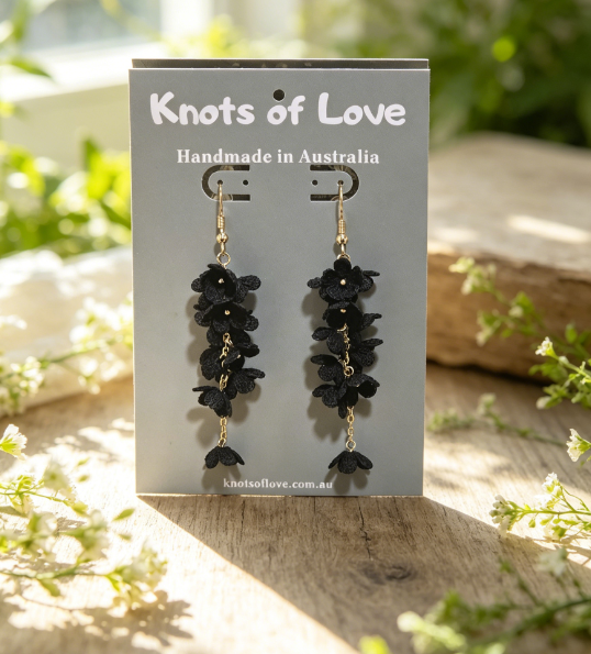 CORA DANGLE EARRINGS - BLACK