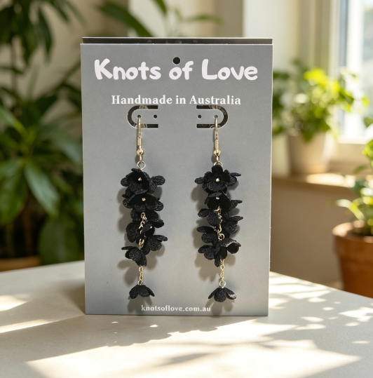 CORA DANGLE EARRINGS - BLACK