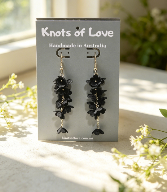 CORA DANGLE EARRINGS - BLACK