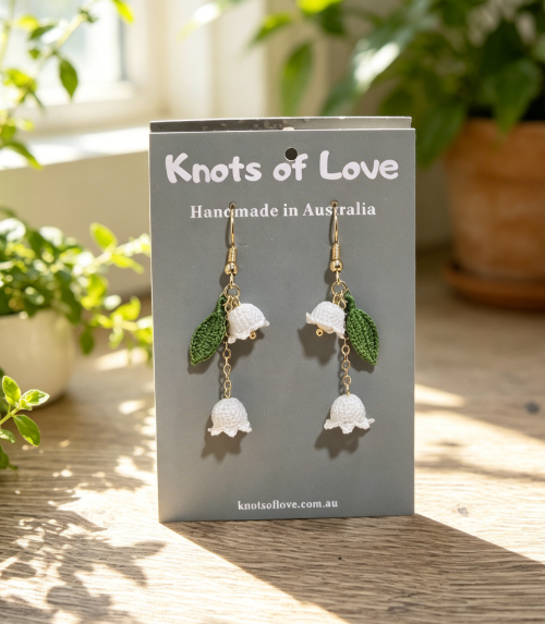 DANGLE EARRINGS - WHITE LILY OF THE VALLEY