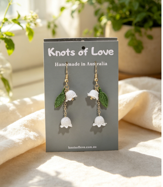 DANGLE EARRINGS - WHITE LILY OF THE VALLEY