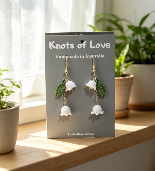 DANGLE EARRINGS - WHITE LILY OF THE VALLEY