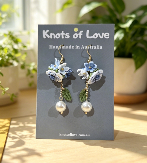 ROSE GARDEN DANGLE EARRINGS - BLUE