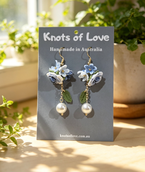 ROSE GARDEN DANGLE EARRINGS - BLUE