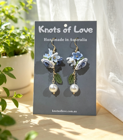 ROSE GARDEN DANGLE EARRINGS - BLUE