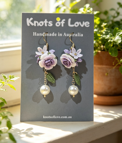 ROSE GARDEN DANGLE EARRINGS - PURPLE