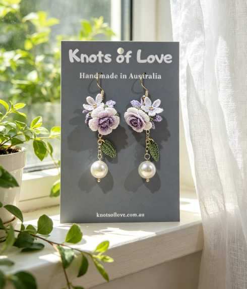 ROSE GARDEN DANGLE EARRINGS - PURPLE