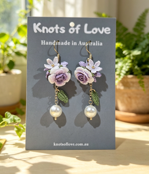 ROSE GARDEN DANGLE EARRINGS - PURPLE