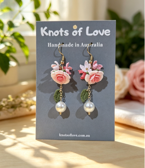 ROSE GARDEN DANGLE EARRINGS - PINK