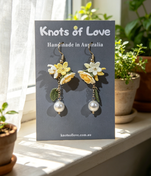 ROSE GARDEN DANGLE EARRINGS - YELLOW
