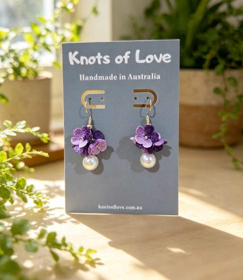 DEWDROP DANGLE EARRINGS - PURPLE