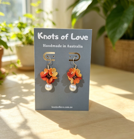 DEWDROP DANGLE EARRINGS - MAPLE ORANGE