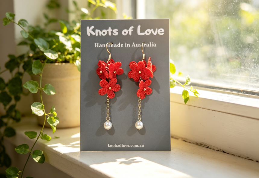 SERENE DANGLE EARRINGS - RED
