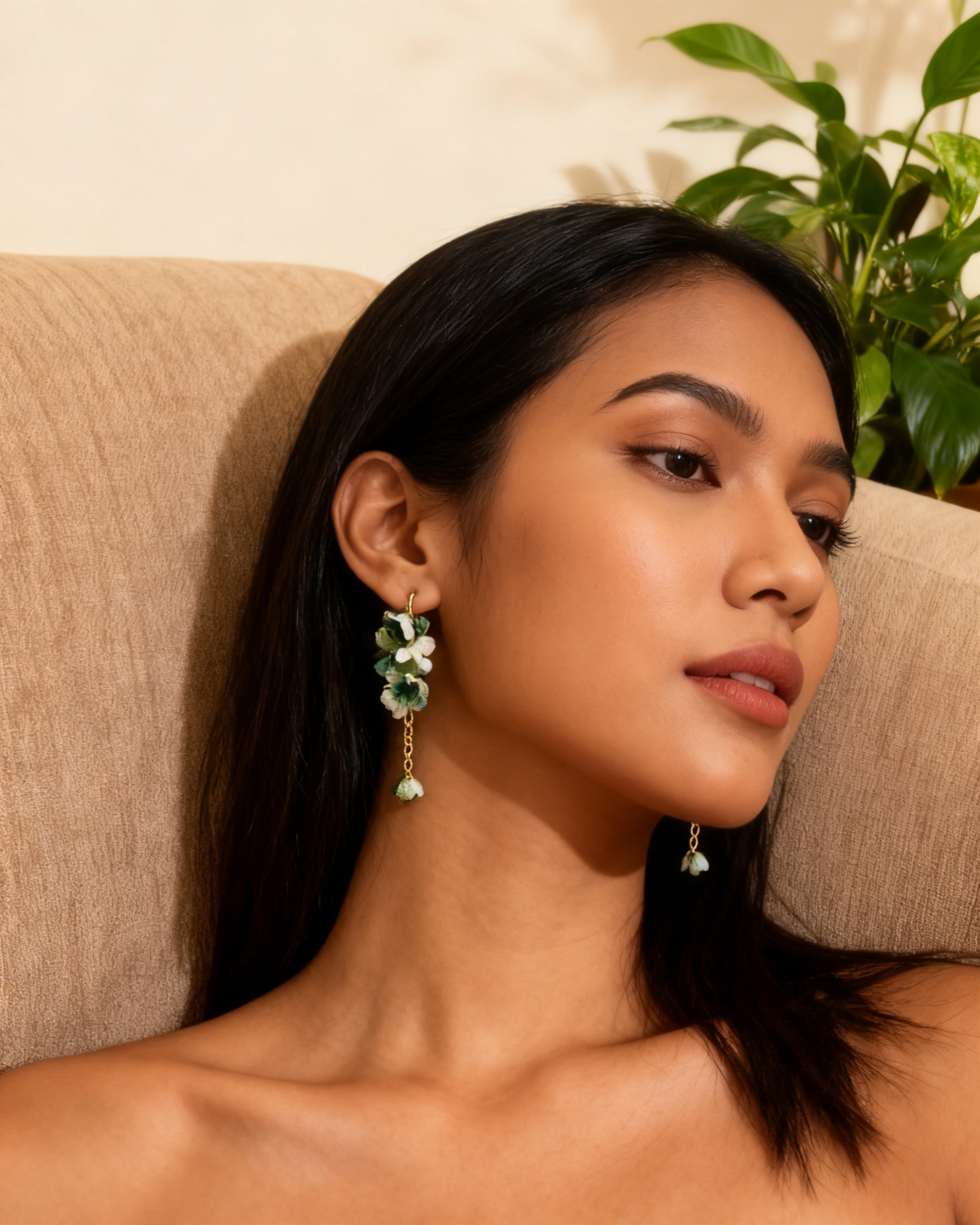 CORA DANGLE EARRINGS - FOREST LEAVES