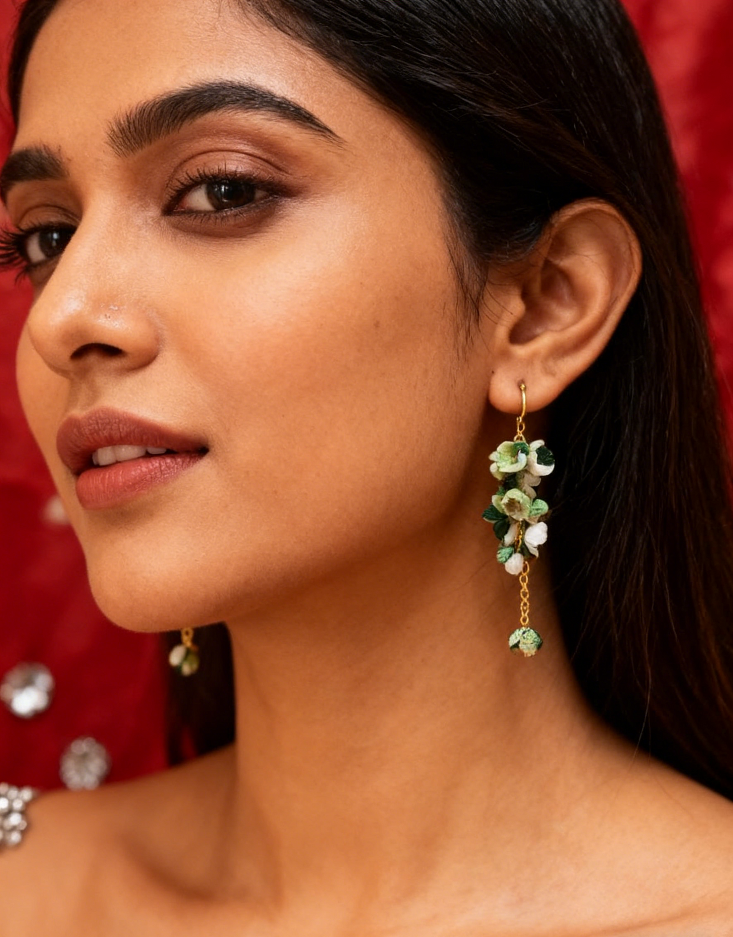 CORA DANGLE EARRINGS - FOREST LEAVES